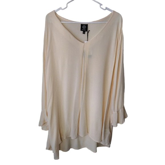 Bobeau Top Womens 1x Flutter Cuff Bohemian - Picture 1 of 8